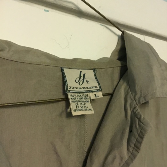 Vintage JJ Farmer 100% Lightweight Silk Jacket n Sand, XL - Picture 8 of 11
